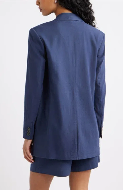 Open Edit Everyday Linen Blend Blazer In Blue