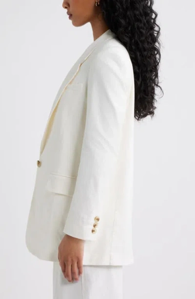 Open Edit Everyday Linen Blend Blazer In White