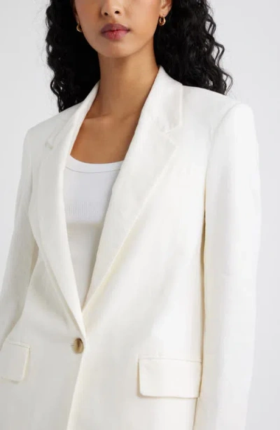 Open Edit Everyday Linen Blend Blazer In White