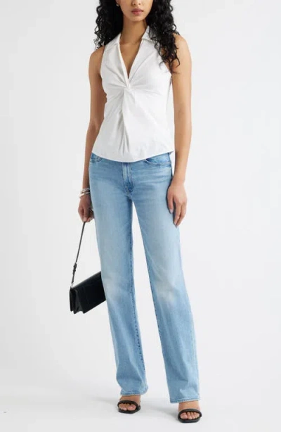 Open Edit Twist Front Poplin Top In White