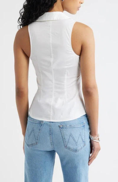 Open Edit Twist Front Poplin Top In White
