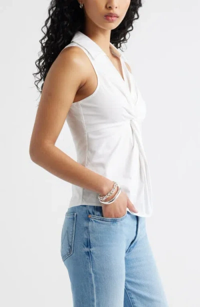 Open Edit Twist Front Poplin Top In White