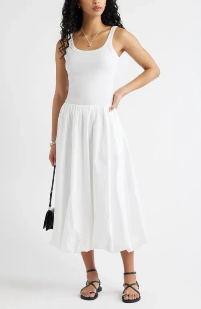 Open Edit Bubble Midi Skirt In White