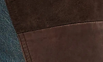 Versace Gender Inclusive Leather Patchwork Straight Leg Jeans In Blue