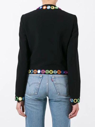 Shop Moschino Mirror Embroidered Jacket In Black