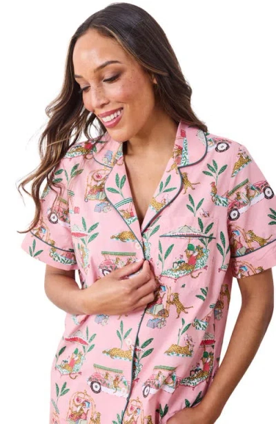 Printfresh Piped Organic Cotton Pajamas In Pink