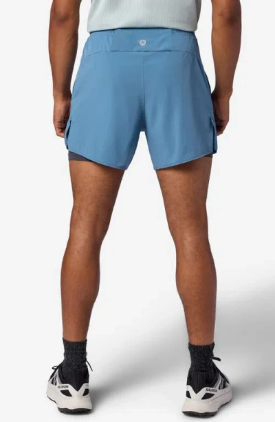 Marmot Unpaved Lined Active Drawstring Shorts In Blue