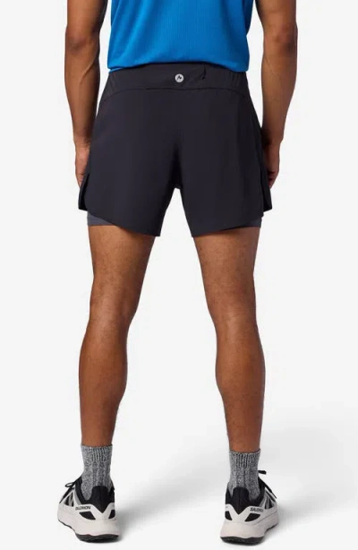 Marmot Unpaved Lined Active Drawstring Shorts In Black