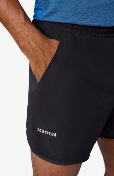 Marmot Unpaved Lined Active Drawstring Shorts In Black