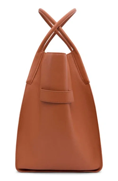 Mango Maxi Leather Shopper Bag In Orange