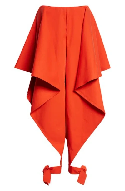 Alaïa Womens Orange Sanguine Ruffled Open-seam Cotton Trousers In Orange