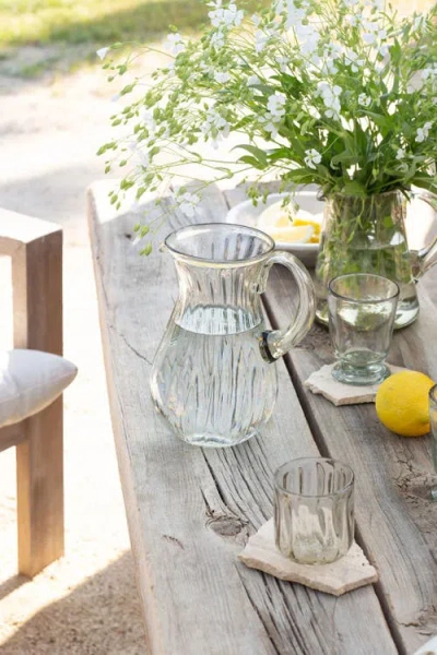 Villa Lua Home Handblown Fluted Pitcher In Transparent