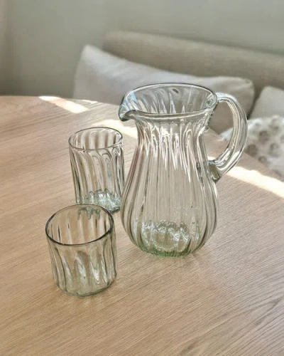 Villa Lua Home Handblown Fluted Pitcher In Transparent