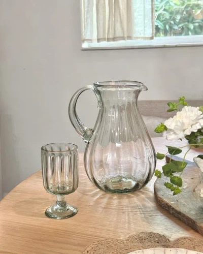 Villa Lua Home Handblown Fluted Pitcher In Transparent