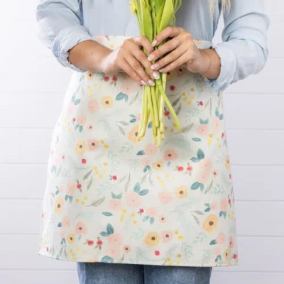 Transpac Fabric Flower Half Apron Spring Kitchen Textile Home Decor Polyester Stylish And Functional In Multi