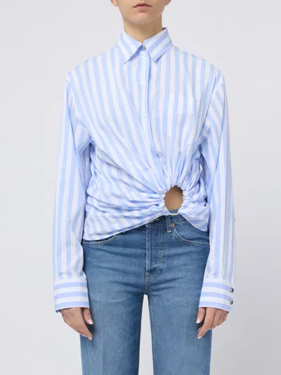 Sportmax Palmizi Striped Knotted Shirt In Blue