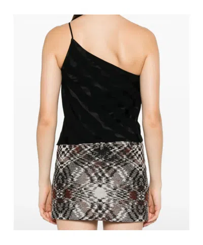 Rixo London One-shoulder Wave-pattern Top In Black