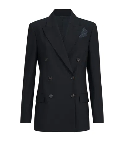 Brunello Cucinelli Virgin Wool-blend Double-breasted Blazer In Black