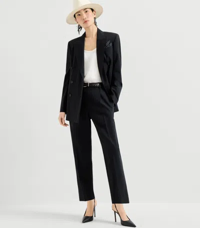 Brunello Cucinelli Virgin Wool-blend Double-breasted Blazer In Black