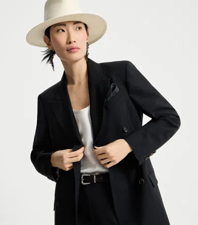 Brunello Cucinelli Virgin Wool-blend Double-breasted Blazer In Black