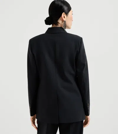 Brunello Cucinelli Virgin Wool-blend Double-breasted Blazer In Black