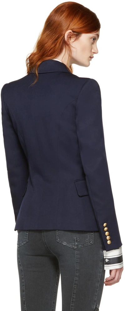 Shop Balmain Navy Single Button Blazer