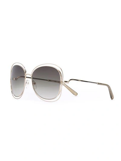 Shop Chloé Eyewear 'carlina' Sunglasses - Metallic