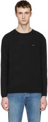 Acne Studios Nalon Face Embroidered Knit Sweater In Black