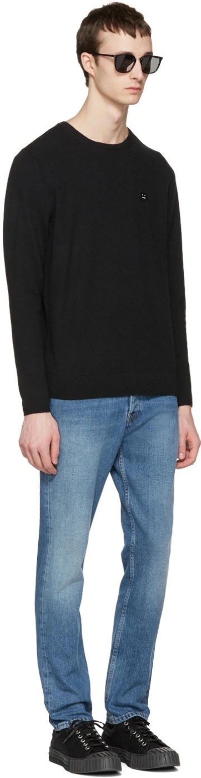 Shop Acne Studios Black Dasher O Face Sweater