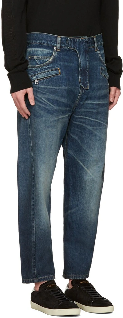 Shop Balmain Blue Twist Jeans In 155 Blue