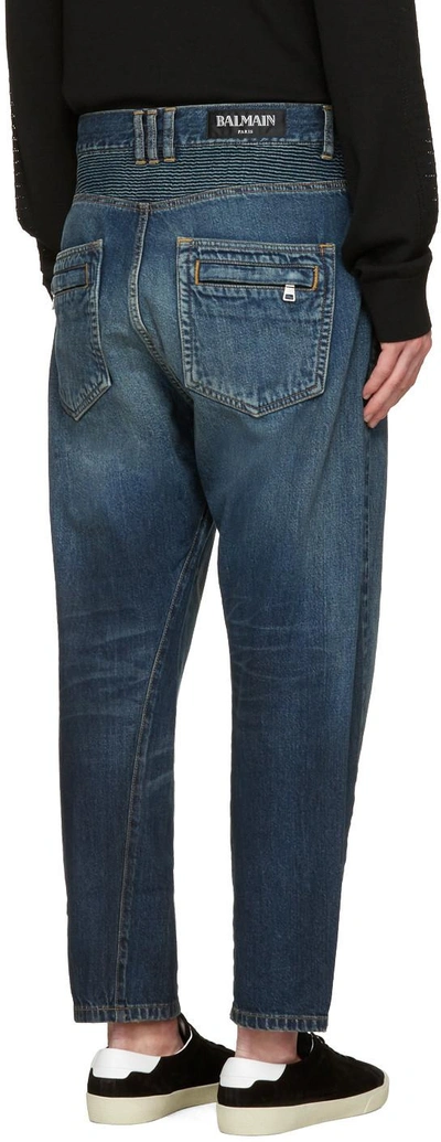Shop Balmain Blue Twist Jeans In 155 Blue