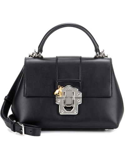 Shop Dolce & Gabbana Lucia Leather Shoulder Bag In Black