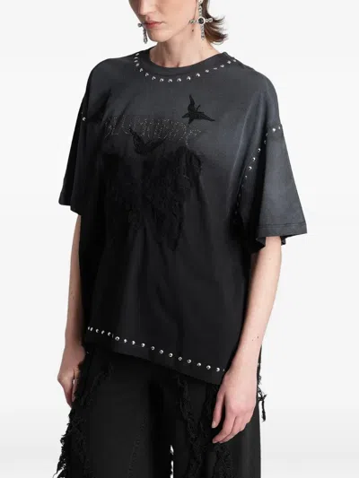 Blumarine Stud-embellished T-shirt In Black