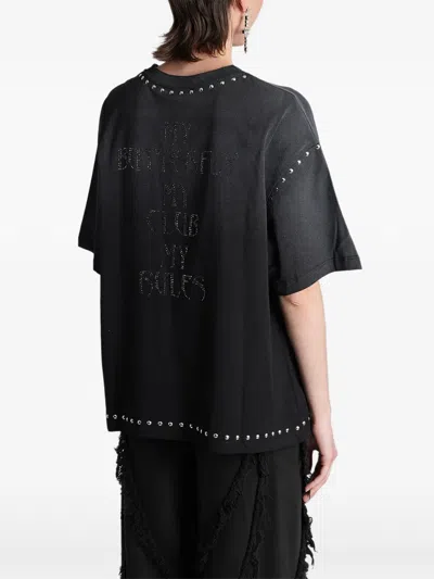 Blumarine Stud-embellished T-shirt In Black