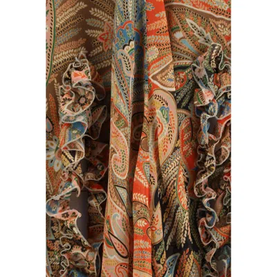 Etro Paisley Print Ruffle Silk Chiffon Maxi Skirt In Multi