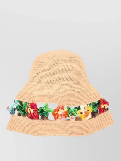 Alanui Beige Multicolor Embellished Bucket Hat In Brown