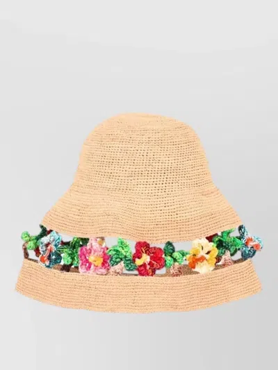 Alanui Beige Multicolor Embellished Bucket Hat In Brown