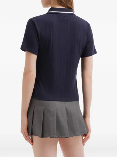 Chocoolate Buttoned Ribbed Top In Blue