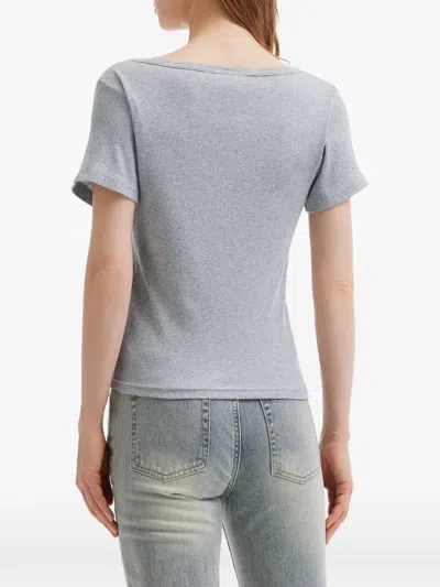 Chocoolate Button V-neck T-shirt In Gray