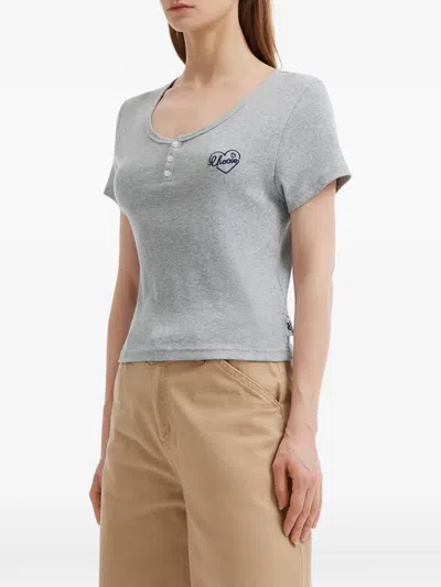 Chocoolate Ribbed Button T-shirt In Gray