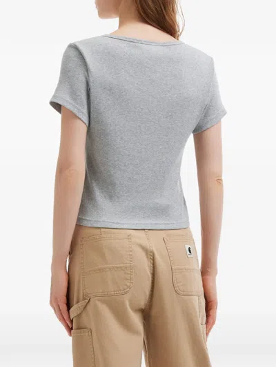 Chocoolate Ribbed Button T-shirt In Gray