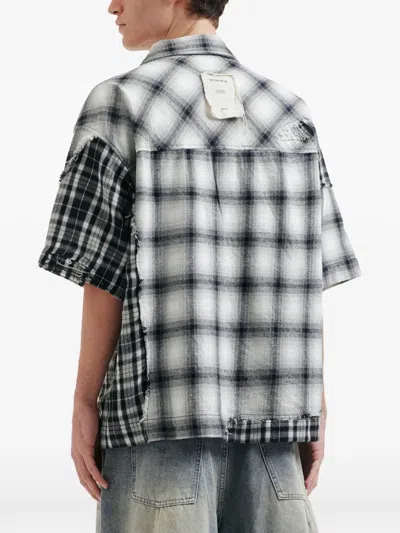 Five Cm Check Patch Shirt In Black