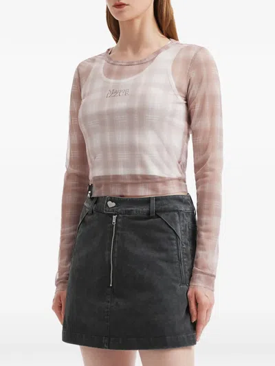 Izzue Check Long-sleeve T-shirt In Pink
