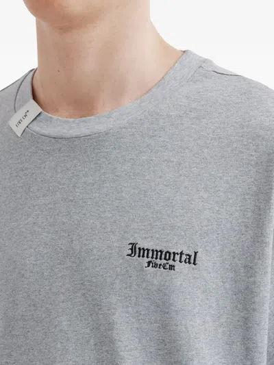 Five Cm Check-panel T-shirt In Gray