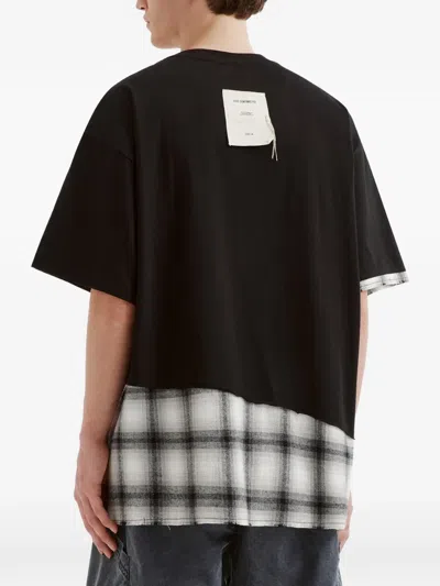 Five Cm Plaid-panel T-shirt In Black