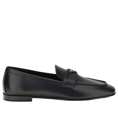 Prada Leather Loafers In Black