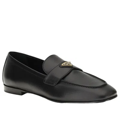Prada Leather Loafers In Black