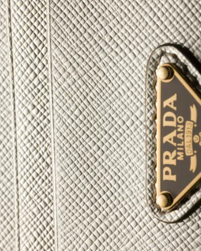 Prada Triangle Logo Leather Card Holder In Gold