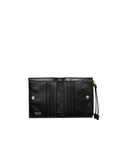 Prada Small Leather Wallet In Blue
