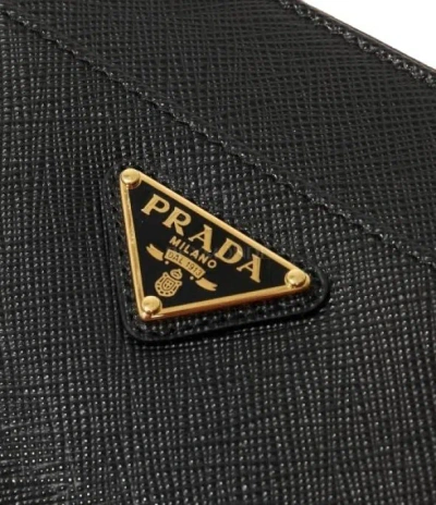Prada Small Logo-triangle Wallet In Black